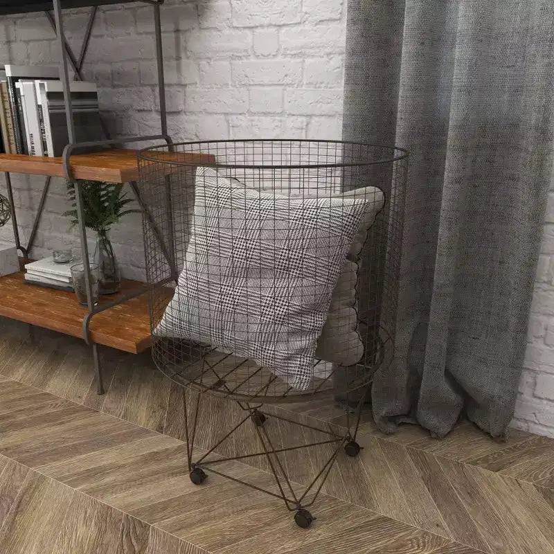 Farmhouse Metal Storage Cart Bronze - Olivia & May: Multipurpose Metal Hamper with Wheels, Open-Top, No Assembly Required