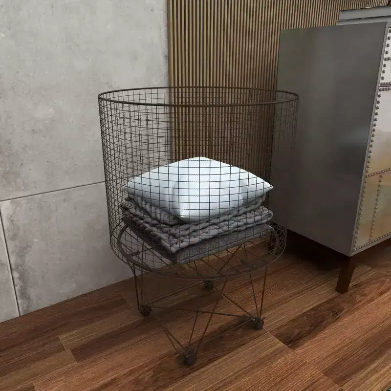 Farmhouse Metal Storage Cart Bronze - Olivia & May: Multipurpose Metal Hamper with Wheels, Open-Top, No Assembly Required