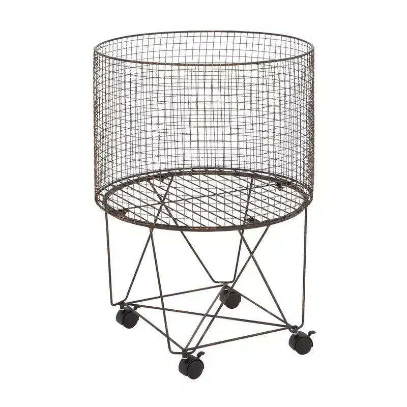 Farmhouse Metal Storage Cart Bronze - Olivia & May: Multipurpose Metal Hamper with Wheels, Open-Top, No Assembly Required