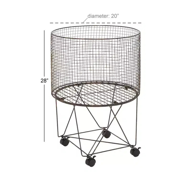 Farmhouse Metal Storage Cart Bronze - Olivia & May: Multipurpose Metal Hamper with Wheels, Open-Top, No Assembly Required