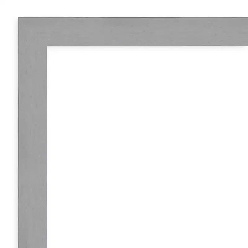 22" x 28" Brushed Nickel Framed Wall Mirror Silver - Amanti Art: Modern Rectangle Beveled, No Assembly Required