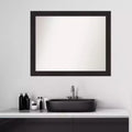 32" x 26" Non-Beveled Narrow Bathroom Wall Mirror Espresso Brown - Amanti Art: Modern Rectangular, Polystyrene Frame, Wall Mounted