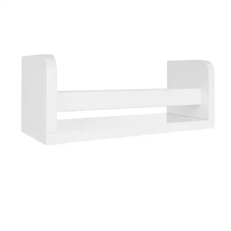 RiverRidge Kids' Reading Nook Cushioned Toy Storage Bench with Cubby Organizers and 2 10" Floating Bookshelves White