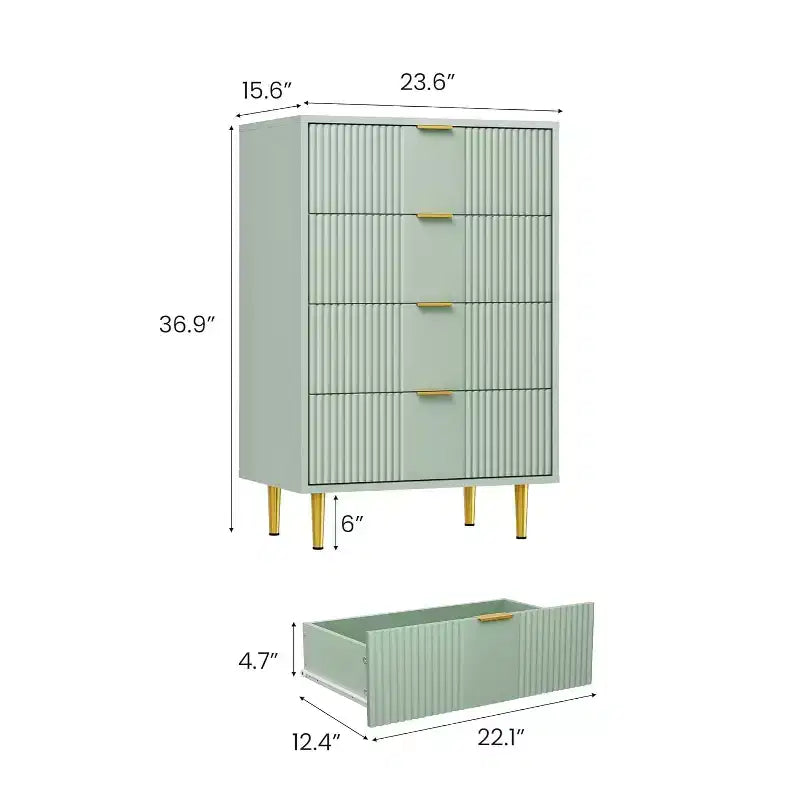 Fluted 4/5/6 Drawer Dresser for Bedroom, Large Storage Wooden Dresser with Metal Handles, Modern Chest of Drawers for Living Room