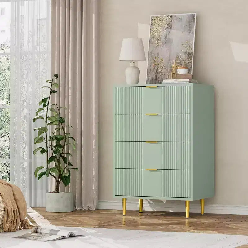 Fluted 4/5/6 Drawer Dresser for Bedroom, Large Storage Wooden Dresser with Metal Handles, Modern Chest of Drawers for Living Room