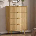 Fluted 4/5/6 Drawer Dresser for Bedroom, Large Storage Wooden Dresser with Metal Handles, Modern Chest of Drawers for Living Room