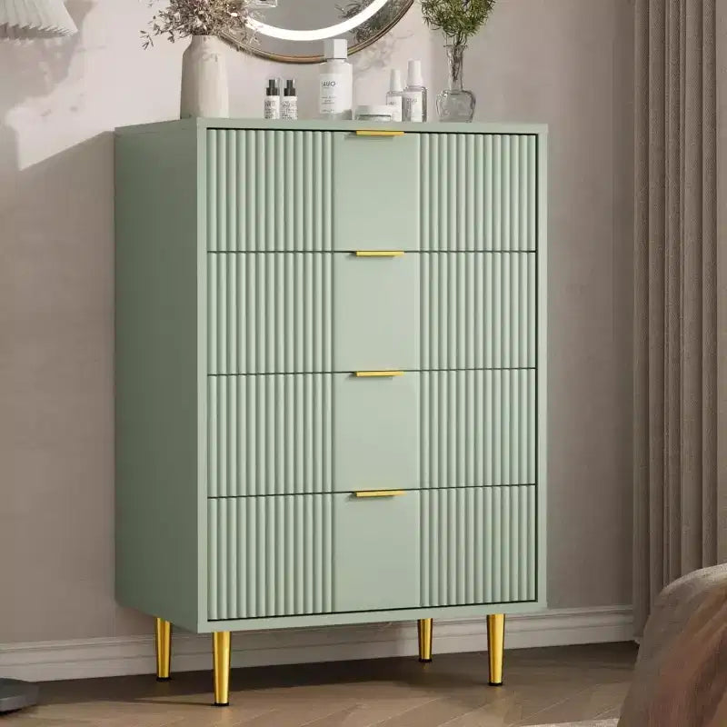 Fluted 4/5/6 Drawer Dresser for Bedroom, Large Storage Wooden Dresser with Metal Handles, Modern Chest of Drawers for Living Room