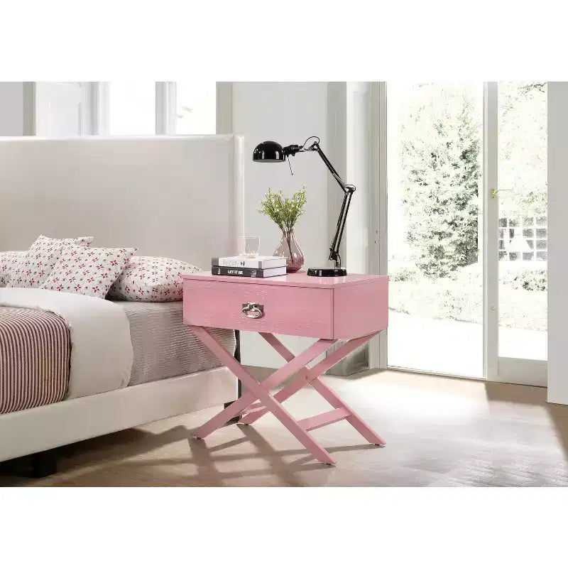 HomeStock Rectangle Wood Nighstand For Living Room and Bedroom