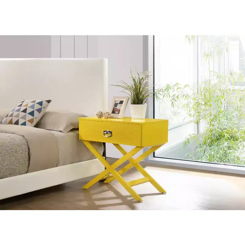 HomeStock Rectangle Wood Nighstand For Living Room and Bedroom