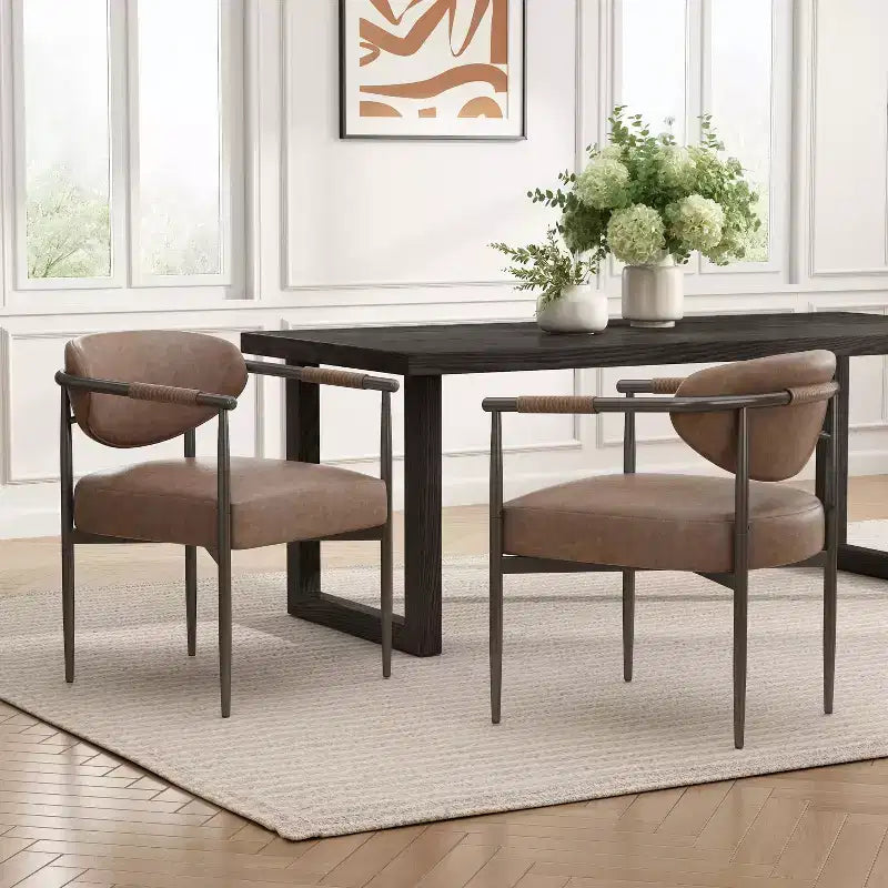 GDFStudio Hazel Modern Faux Leather Dining Chairs with Curved Backrest and Cushions (Set of 2)