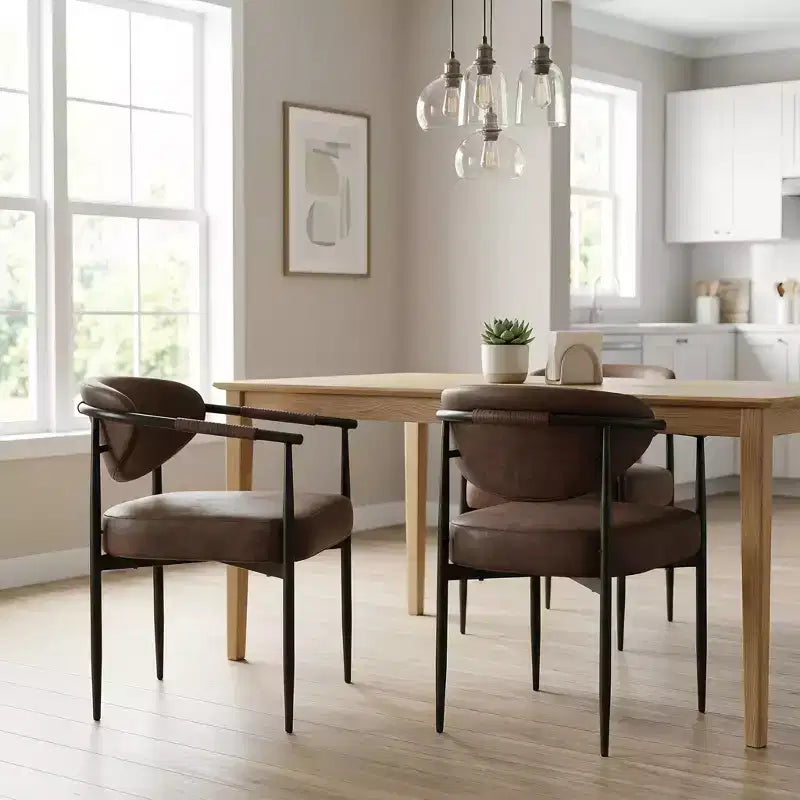 GDFStudio Hazel Modern Faux Leather Dining Chairs with Curved Backrest and Cushions (Set of 2)
