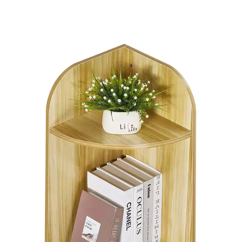 VECELO 4/5-Tier Modern Corner Shelf, Open Storage Display Stand for Living Room, Bedroom, Home Office, Space-Saving Corner Unit