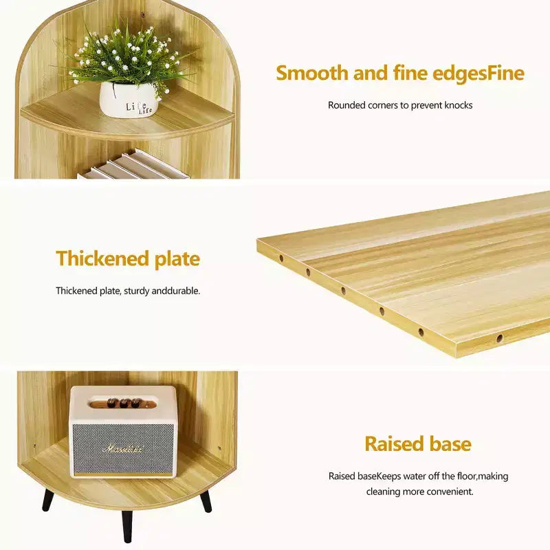 VECELO 4/5-Tier Modern Corner Shelf, Open Storage Display Stand for Living Room, Bedroom, Home Office, Space-Saving Corner Unit
