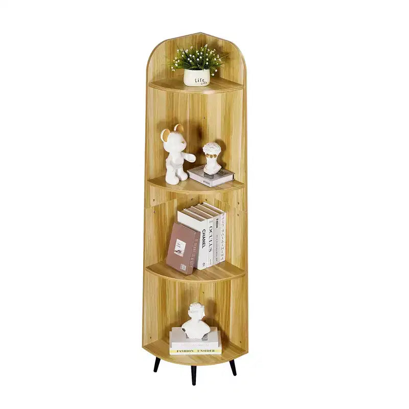 VECELO 4/5-Tier Modern Corner Shelf, Open Storage Display Stand for Living Room, Bedroom, Home Office, Space-Saving Corner Unit