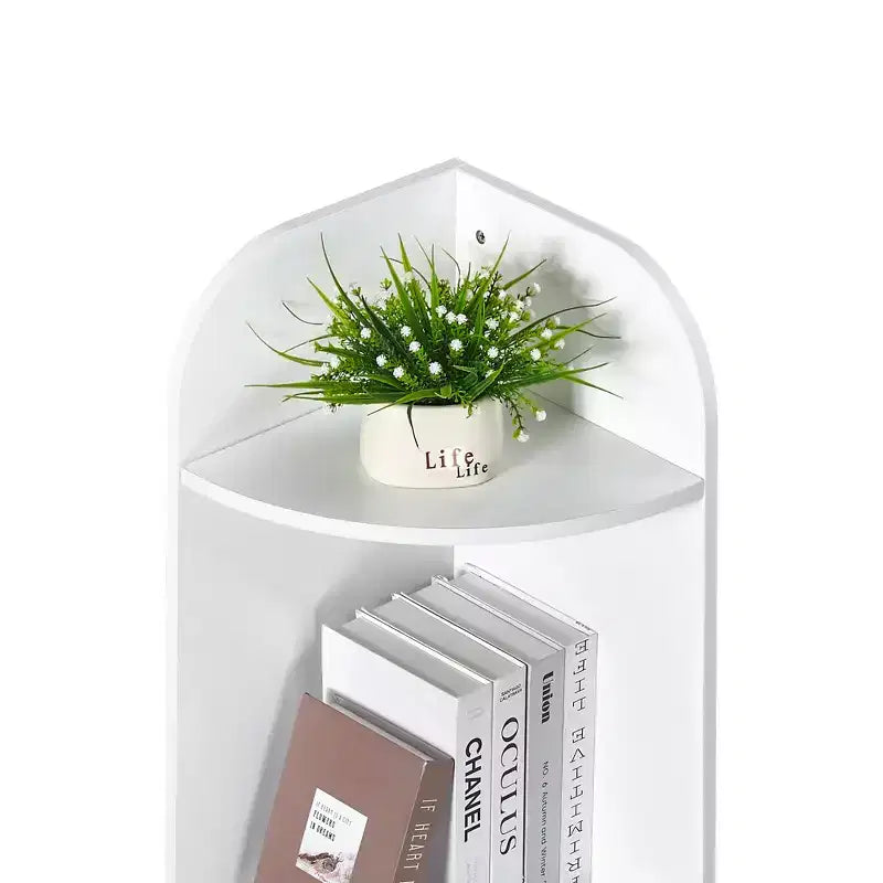 VECELO 4/5-Tier Modern Corner Shelf, Open Storage Display Stand for Living Room, Bedroom, Home Office, Space-Saving Corner Unit