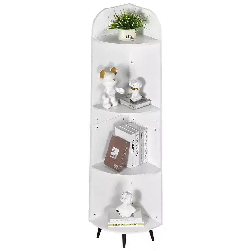 VECELO 4/5-Tier Modern Corner Shelf, Open Storage Display Stand for Living Room, Bedroom, Home Office, Space-Saving Corner Unit