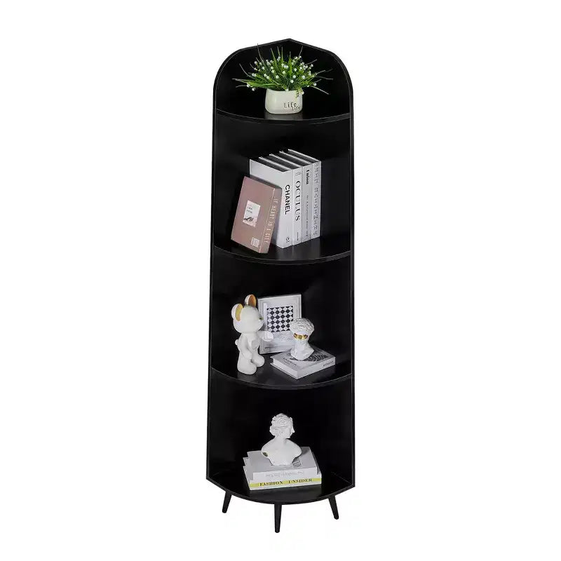 VECELO 4/5-Tier Modern Corner Shelf, Open Storage Display Stand for Living Room, Bedroom, Home Office, Space-Saving Corner Unit