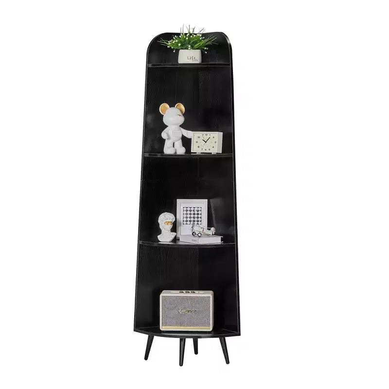 VECELO 4/5-Tier Modern Corner Shelf, Open Storage Display Stand for Living Room, Bedroom, Home Office, Space-Saving Corner Unit