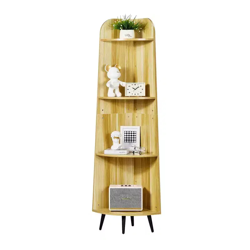 VECELO 4/5-Tier Modern Corner Shelf, Open Storage Display Stand for Living Room, Bedroom, Home Office, Space-Saving Corner Unit