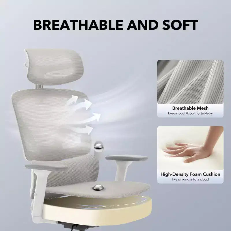 Ergonomic Mesh Office Chair, Headrest, Lumbar Support, Rolling Swivel Computer Desk Chair, for Home, Office