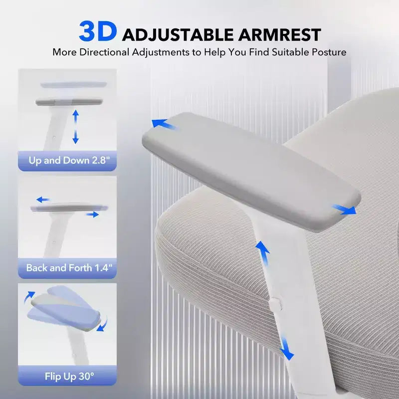 Ergonomic Mesh Office Chair, Headrest, Lumbar Support, Rolling Swivel Computer Desk Chair, for Home, Office