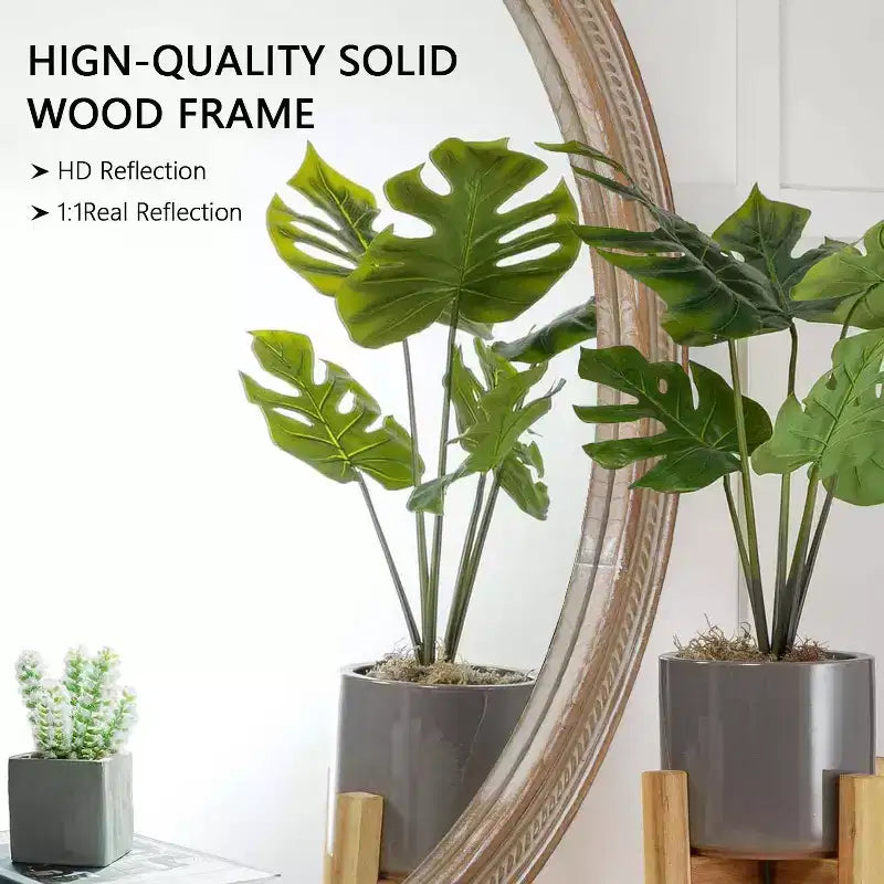 GDFStudio Jerome 23.6 Round Woven Rattan Style Wall Mirror
