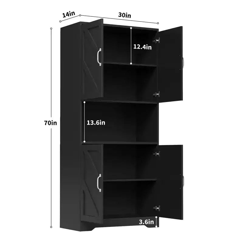 COZONY 70 Kitchen Pantry Storage Cabinet, Freestanding Cupboard w/ Barn Doors & Adjustable Shelves