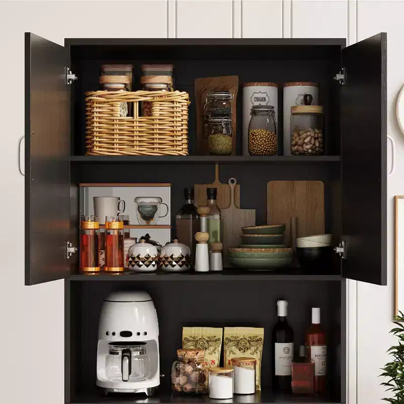 COZONY 70 Kitchen Pantry Storage Cabinet, Freestanding Cupboard w/ Barn Doors & Adjustable Shelves