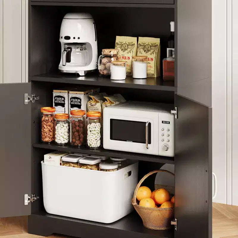 COZONY 70 Kitchen Pantry Storage Cabinet, Freestanding Cupboard w/ Barn Doors & Adjustable Shelves
