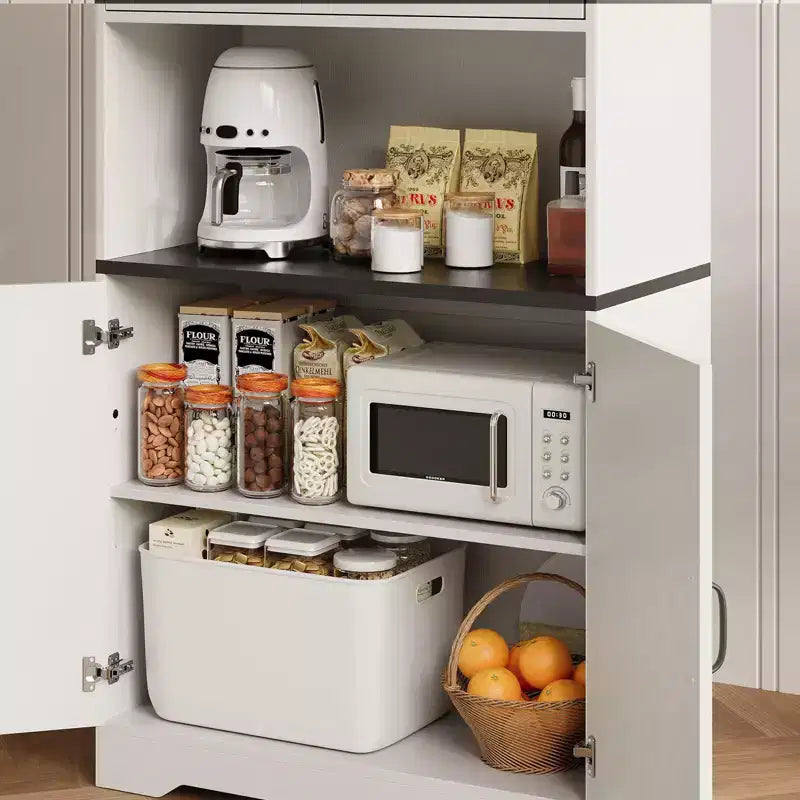 COZONY 70 Kitchen Pantry Storage Cabinet, Freestanding Cupboard w/ Barn Doors & Adjustable Shelves