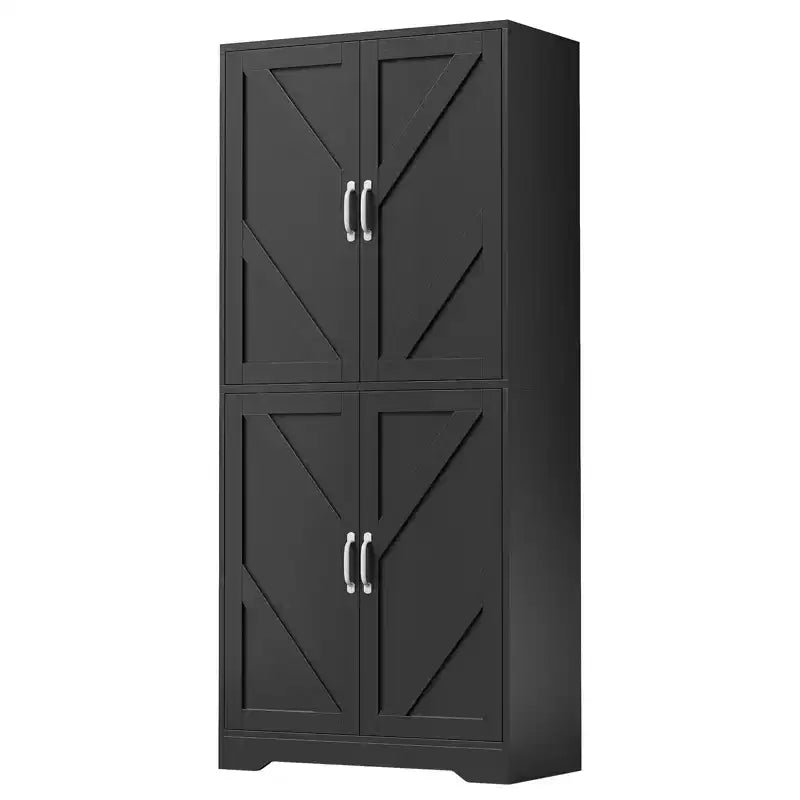 COZONY 70 Kitchen Pantry Storage Cabinet, Freestanding Cupboard w/ Barn Doors & Adjustable Shelves
