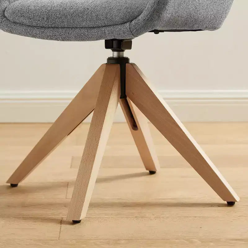 Art Leon Desk Chair No Wheels, Mid Century Modern Swivel Accent Chair with Oak Wood Legs