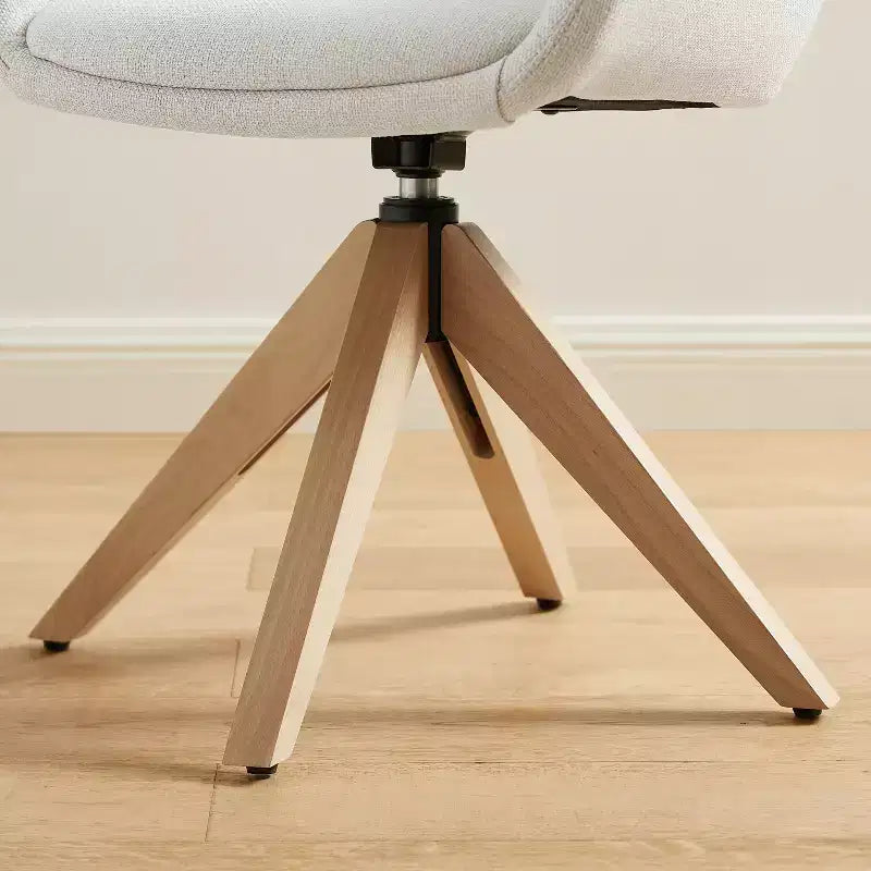 Art Leon Desk Chair No Wheels, Mid Century Modern Swivel Accent Chair with Oak Wood Legs