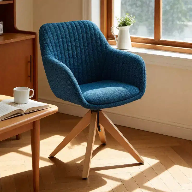 Art Leon Desk Chair No Wheels, Mid Century Modern Swivel Accent Chair with Oak Wood Legs