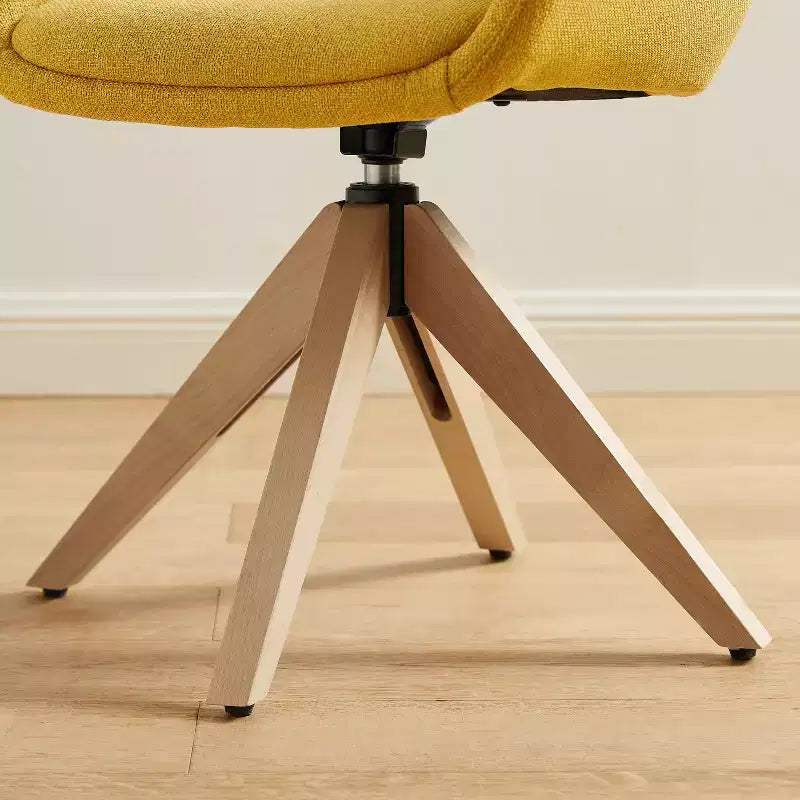 Art Leon Desk Chair No Wheels, Mid Century Modern Swivel Accent Chair with Oak Wood Legs