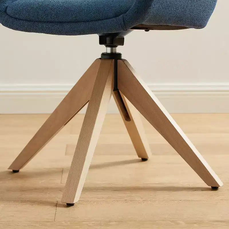 Art Leon Desk Chair No Wheels, Mid Century Modern Swivel Accent Chair with Oak Wood Legs