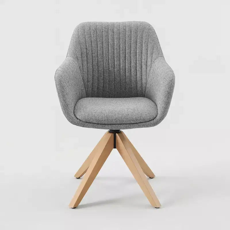 Art Leon Desk Chair No Wheels, Mid Century Modern Swivel Accent Chair with Oak Wood Legs