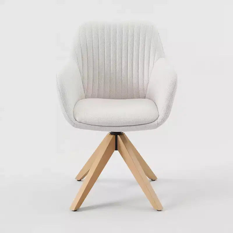 Art Leon Desk Chair No Wheels, Mid Century Modern Swivel Accent Chair with Oak Wood Legs