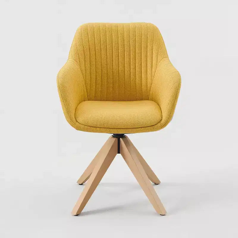 Art Leon Desk Chair No Wheels, Mid Century Modern Swivel Accent Chair with Oak Wood Legs