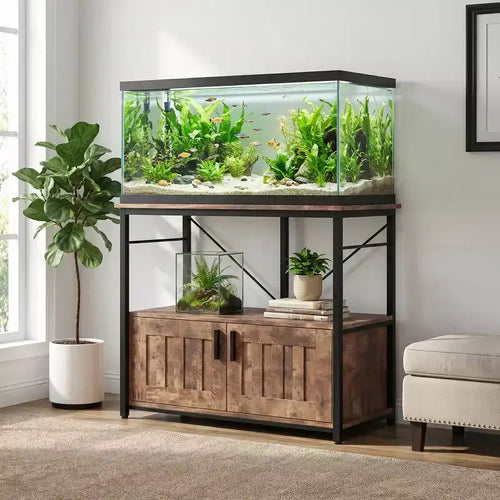 COZONY 40-50 Gallon Aquarium Stand with Storage Cabinet, 660 lb Heavy Duty Metal Fish Tank Stand with 2 Tier Design for Home or Office