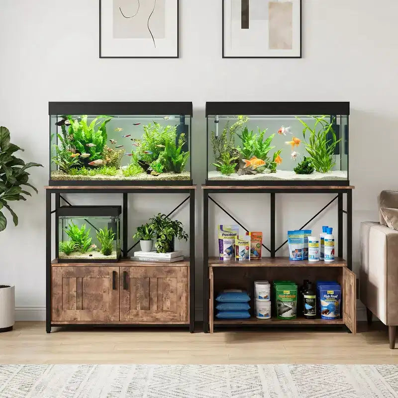 COZONY 40-50 Gallon Aquarium Stand with Storage Cabinet, 660 lb Heavy Duty Metal Fish Tank Stand with 2 Tier Design for Home or Office