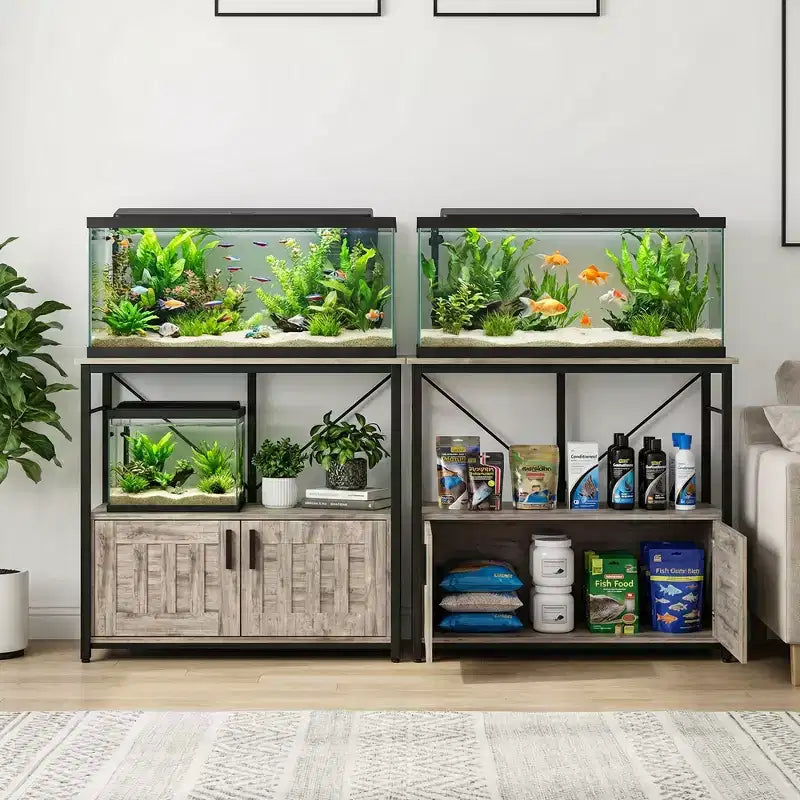 COZONY 40-50 Gallon Aquarium Stand with Storage Cabinet, 660 lb Heavy Duty Metal Fish Tank Stand with 2 Tier Design for Home or Office
