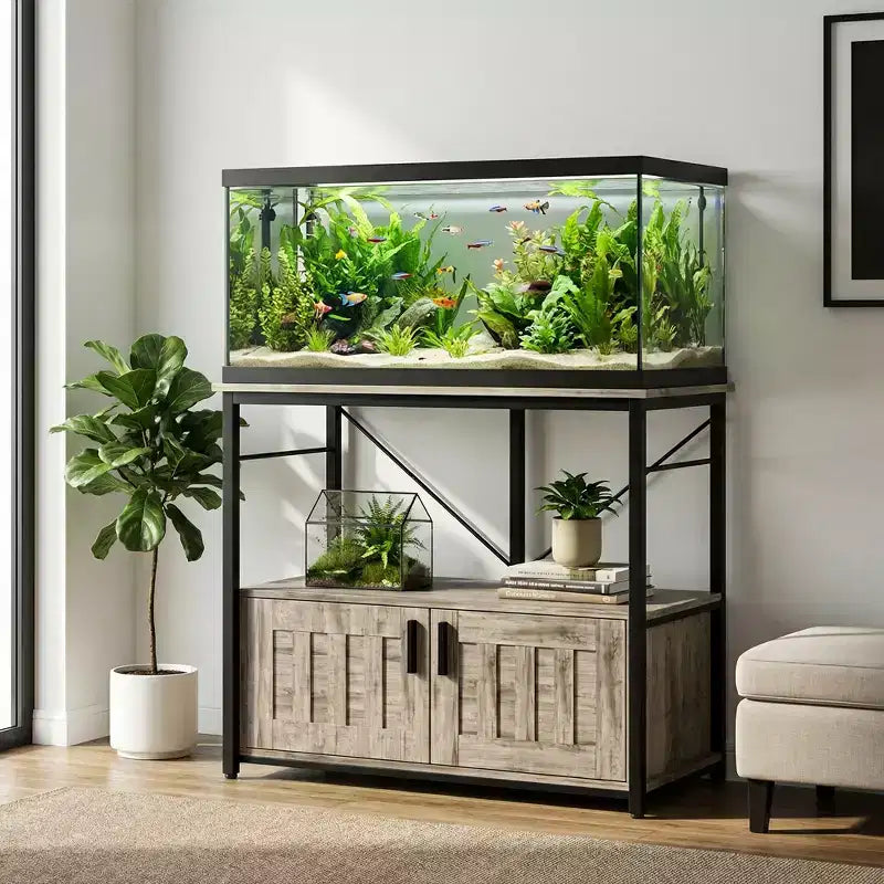 COZONY 40-50 Gallon Aquarium Stand with Storage Cabinet, 660 lb Heavy Duty Metal Fish Tank Stand with 2 Tier Design for Home or Office