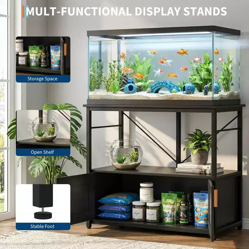 COZONY 40-50 Gallon Aquarium Stand with Storage Cabinet, 660 lb Heavy Duty Metal Fish Tank Stand with 2 Tier Design for Home or Office