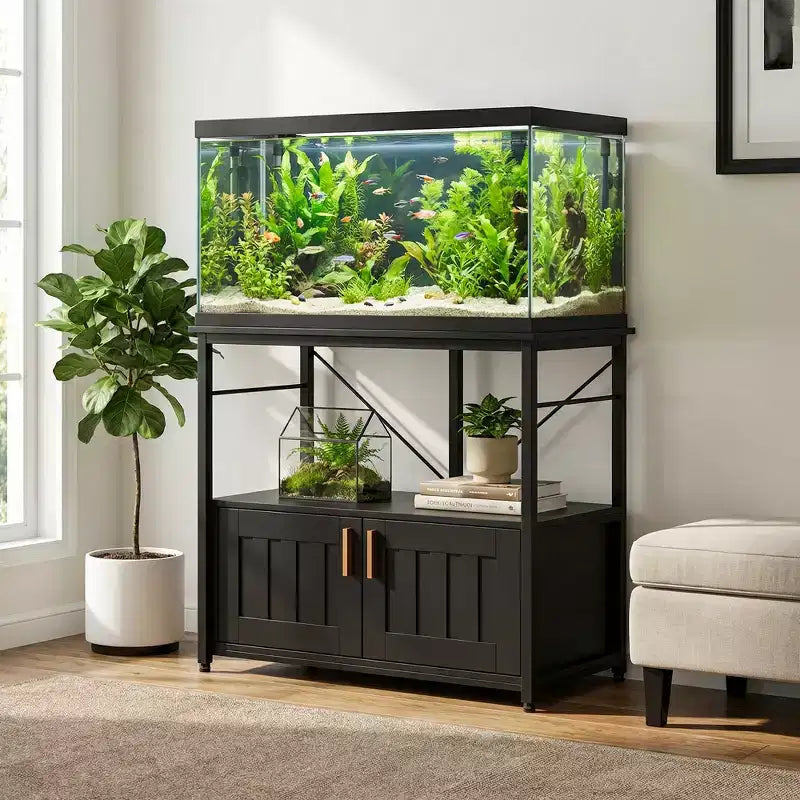 COZONY 40-50 Gallon Aquarium Stand with Storage Cabinet, 660 lb Heavy Duty Metal Fish Tank Stand with 2 Tier Design for Home or Office
