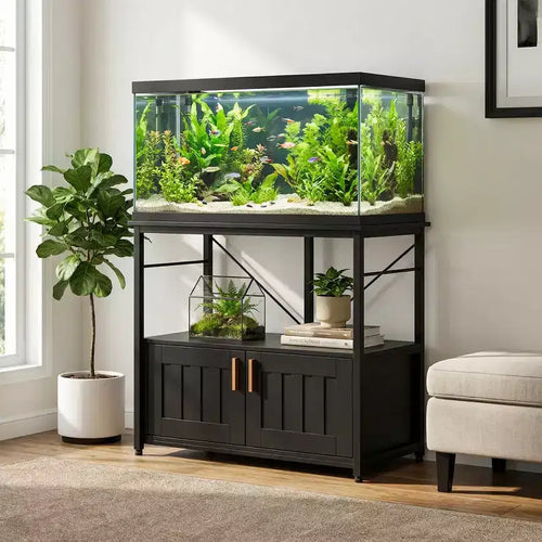 COZONY 40-50 Gallon Aquarium Stand with Storage Cabinet, 660 lb Heavy Duty Metal Fish Tank Stand with 2 Tier Design for Home or Office