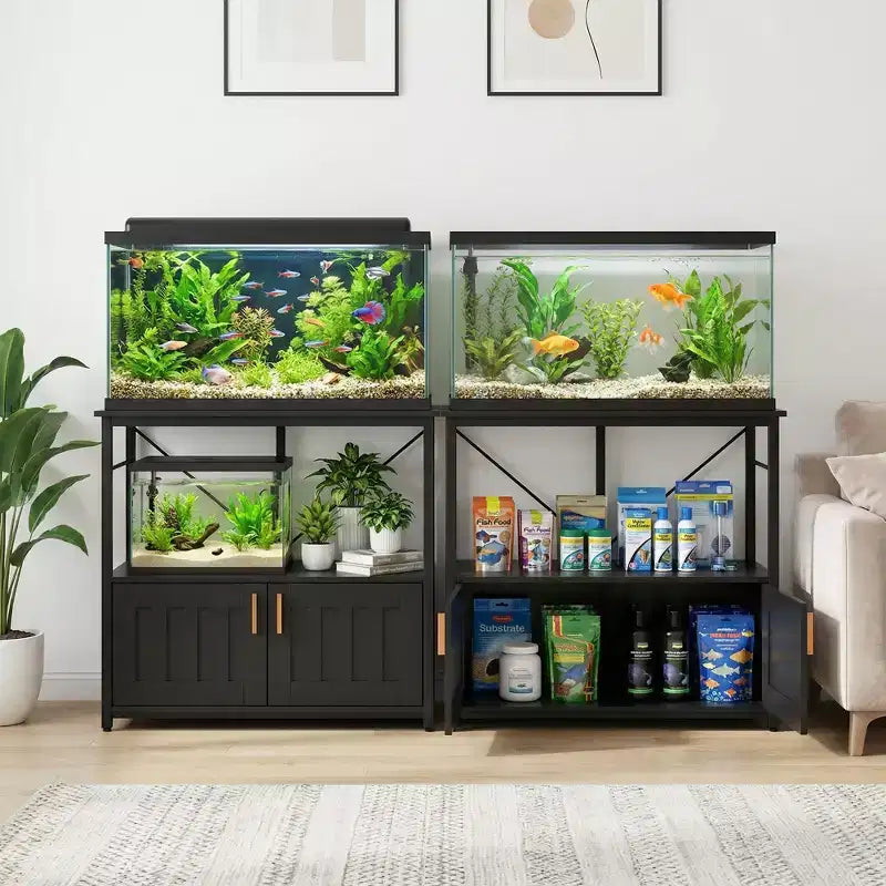 COZONY 40-50 Gallon Aquarium Stand with Storage Cabinet, 660 lb Heavy Duty Metal Fish Tank Stand with 2 Tier Design for Home or Office
