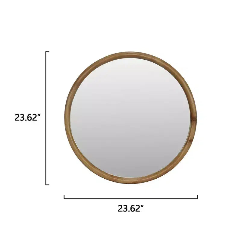 Whisen intage Beaded Wood Round Decorative Wall Mirror, Farmhouse Distressed Decor for Bathroom Entryway