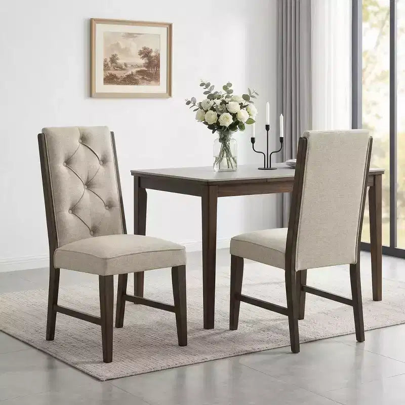 GDFStudio Landon Contemporary Wood Tufted Upholstered Dining Side Chairs (Set of 2)