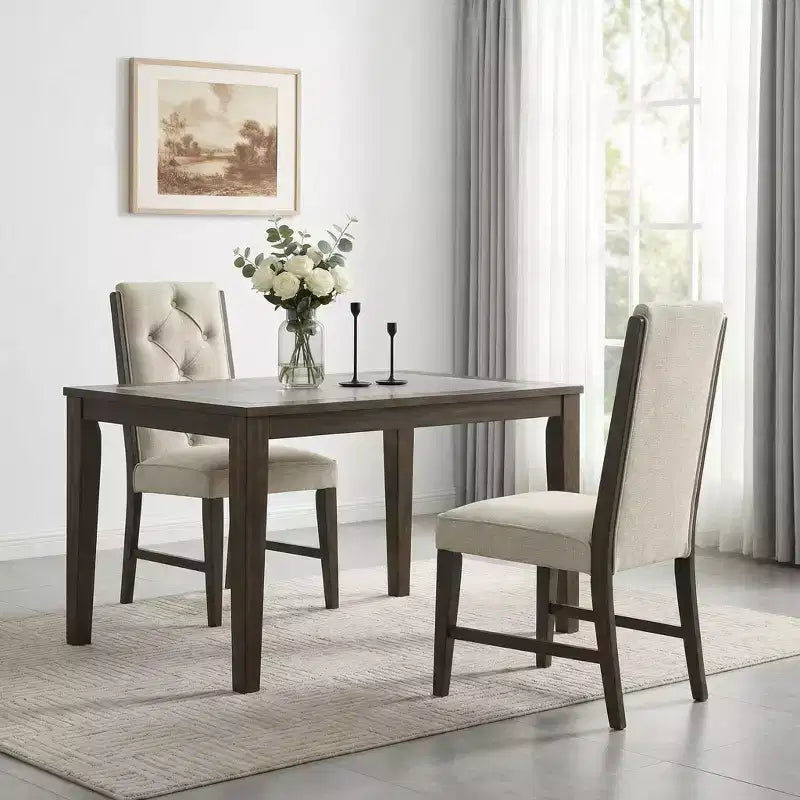 GDFStudio Landon Contemporary Wood Tufted Upholstered Dining Side Chairs (Set of 2)
